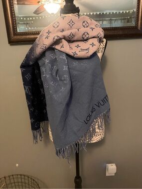 Louis Vuitton Blue & Pink Monogram Shawl